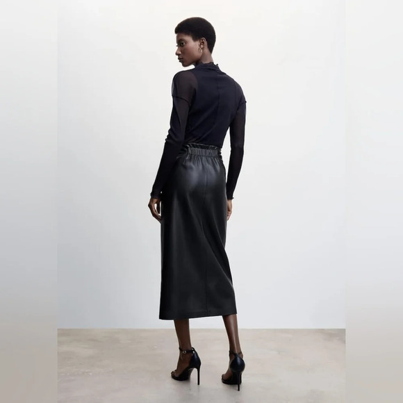 Mango [S] Leather-effect wrap  skirt - Picture 3 of 12